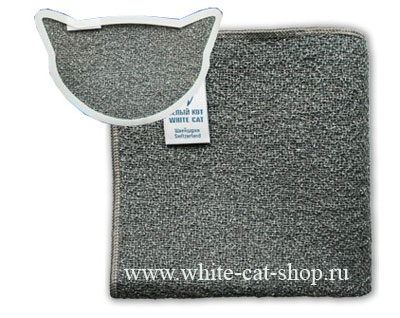 Салфетка-скребок СМАРТ Белый кот плюс 32х31 см (серая)